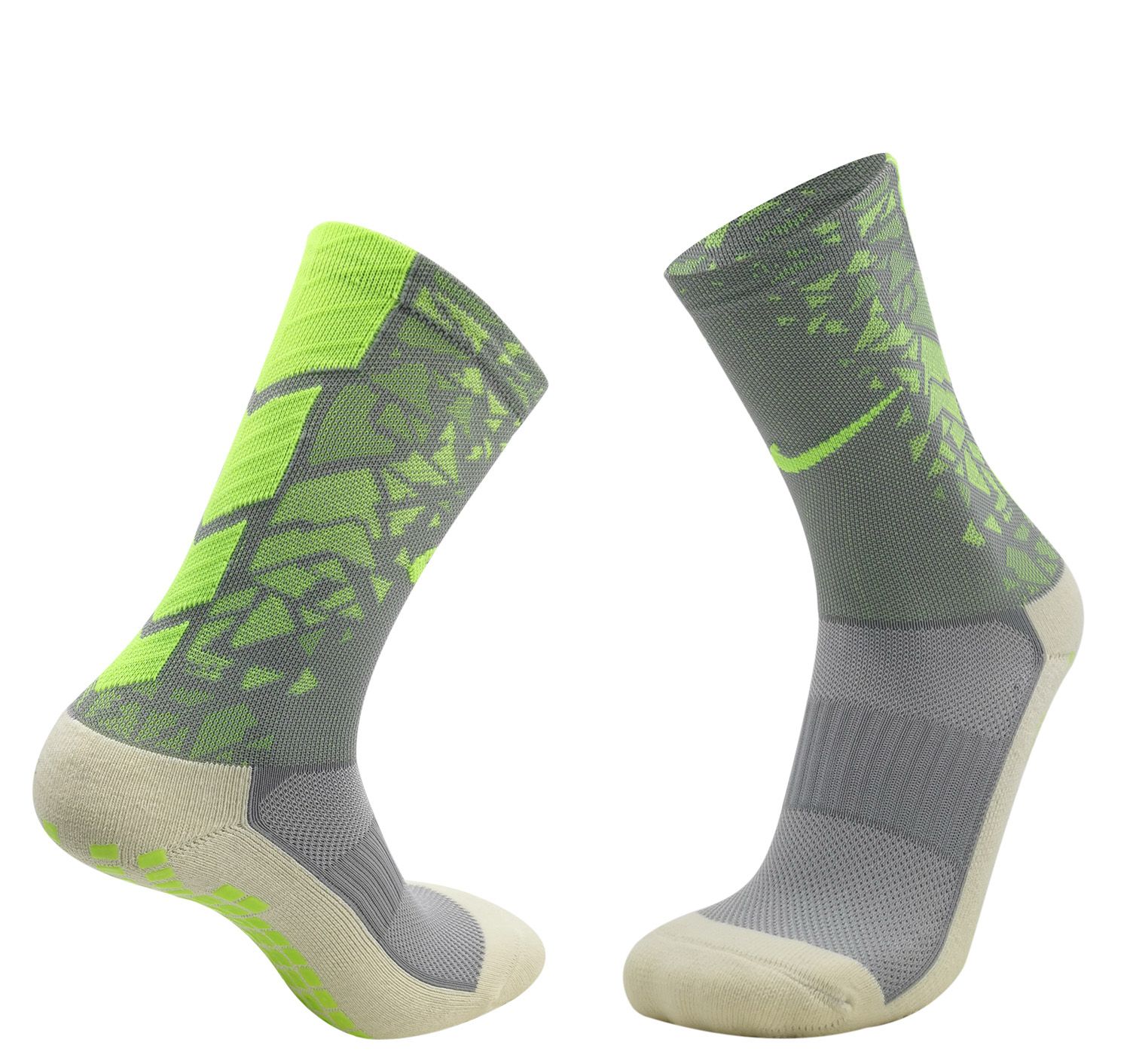 Meia Pro Antiderrapante Cinza e Verde
